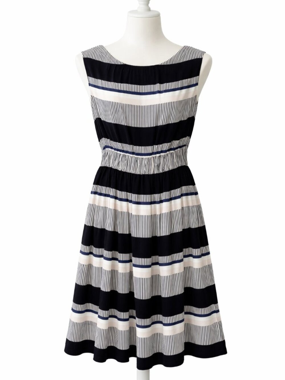 Kate Spade Bay Stripe Tie Bow Back Dress Size 4 Sleeveless Black Party
